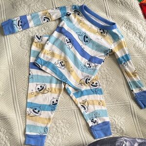 Playful Shark Striped Kids Pajama Set